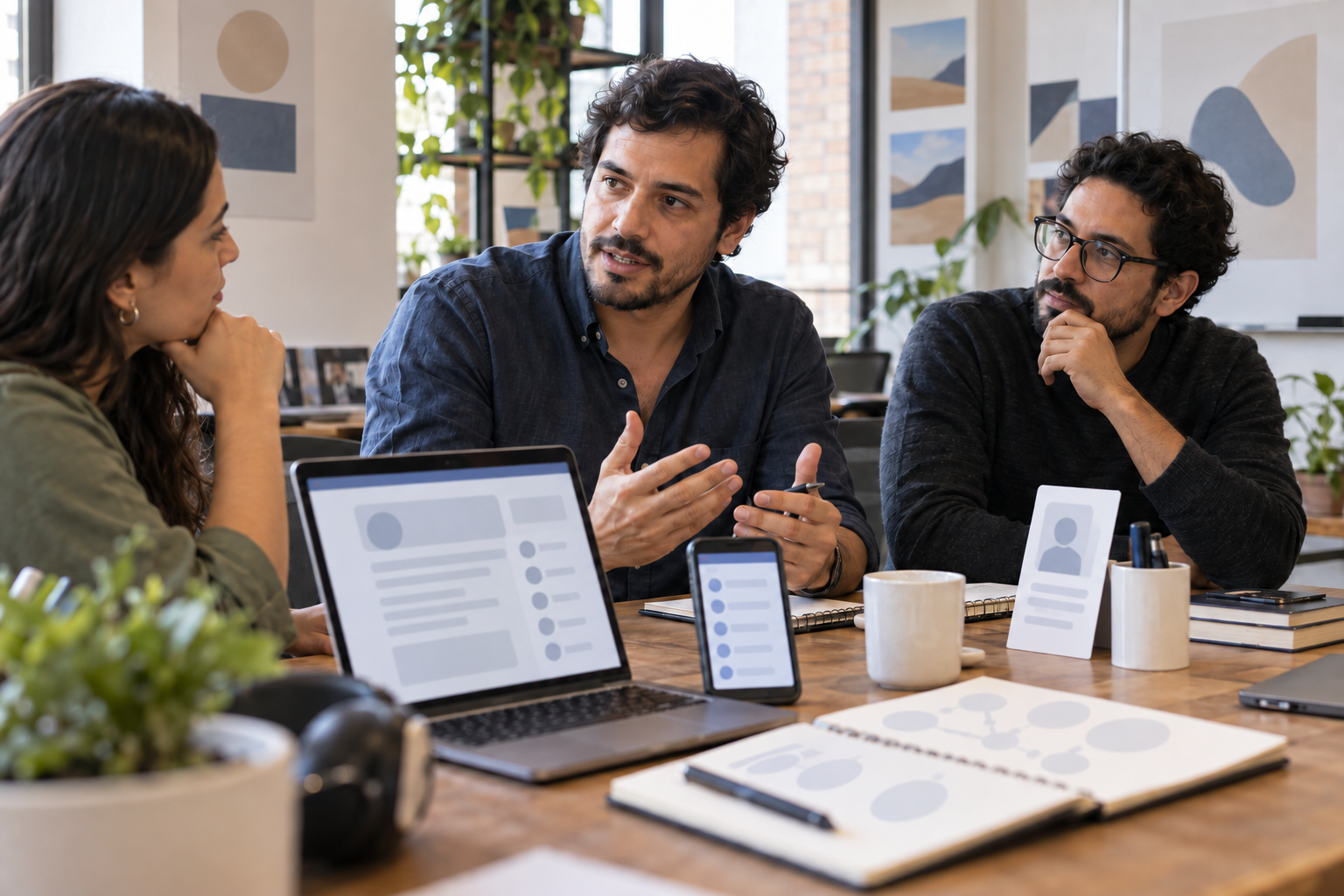Founder speaking with professionals after sharing an idea on LinkedIn